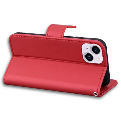 For iPhone 14 Plus Cell Phone Case Anti-drop PU Leather Wallet Stand Cover