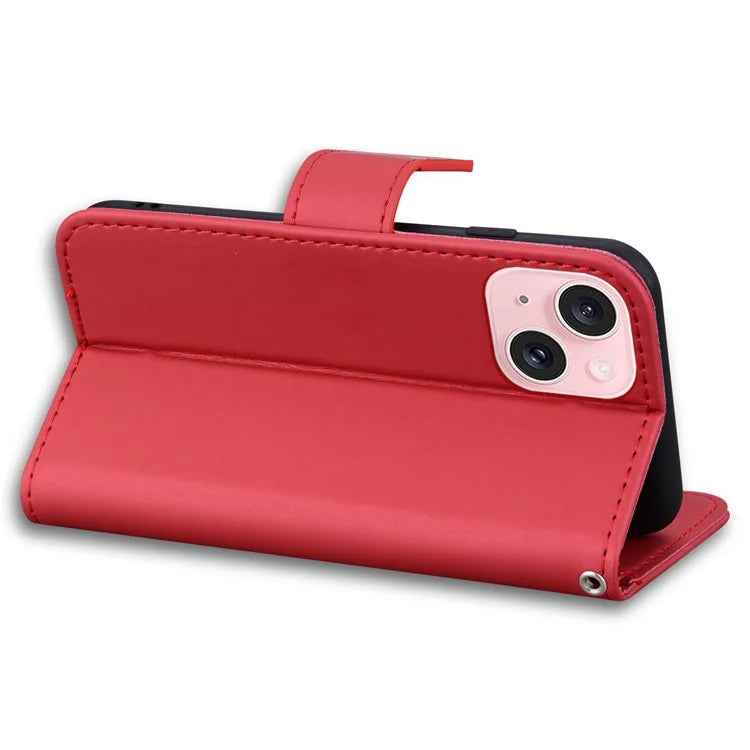For iPhone 15 Cover Cartoon Pattern Leather Wallet Stand Anti-fall Cell Phone Case