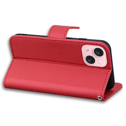 For iPhone 15 Cover Cartoon Pattern Leather Wallet Stand Anti-fall Cell Phone Case