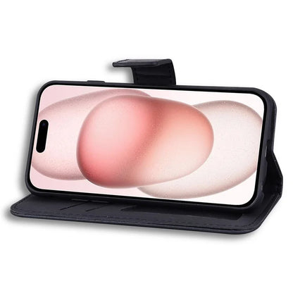 For iPhone 15 Cover Cartoon Pattern Leather Wallet Stand Anti-fall Cell Phone Case