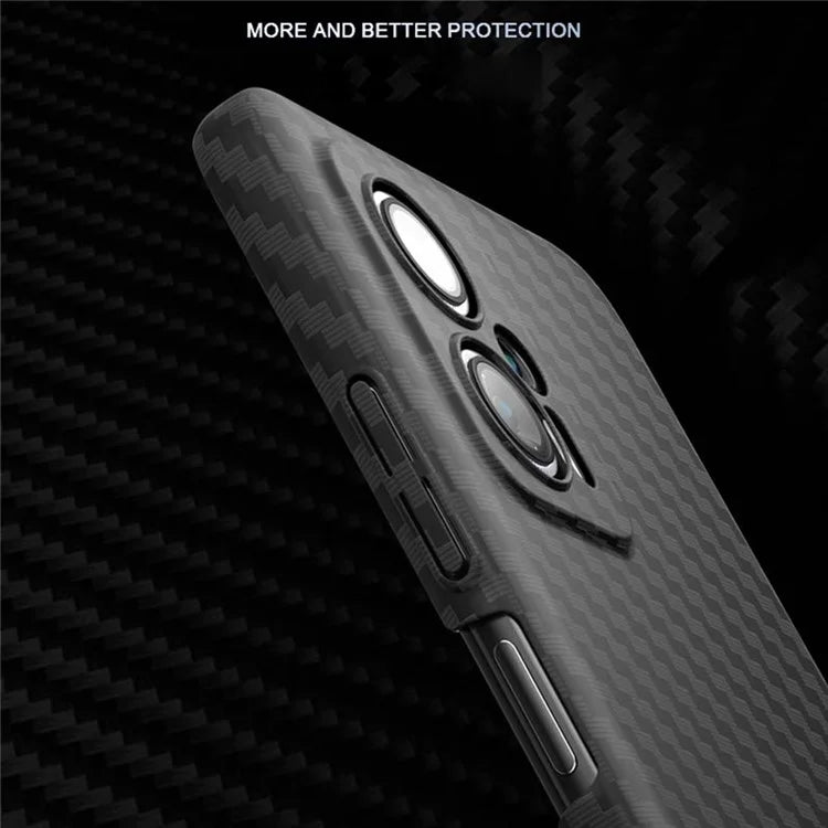 For Xiaomi Redmi Note 12T Pro 5G Case Hard PC Carbon Fiber Texture Back Shell+White