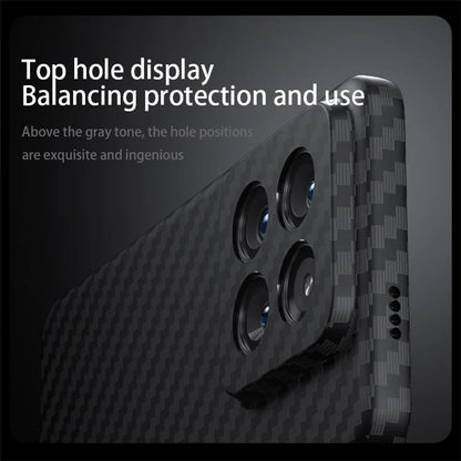 For Xiaomi 14 Cell Phone Case Carbon Fiber Texture Hard PC Protective Cover+White