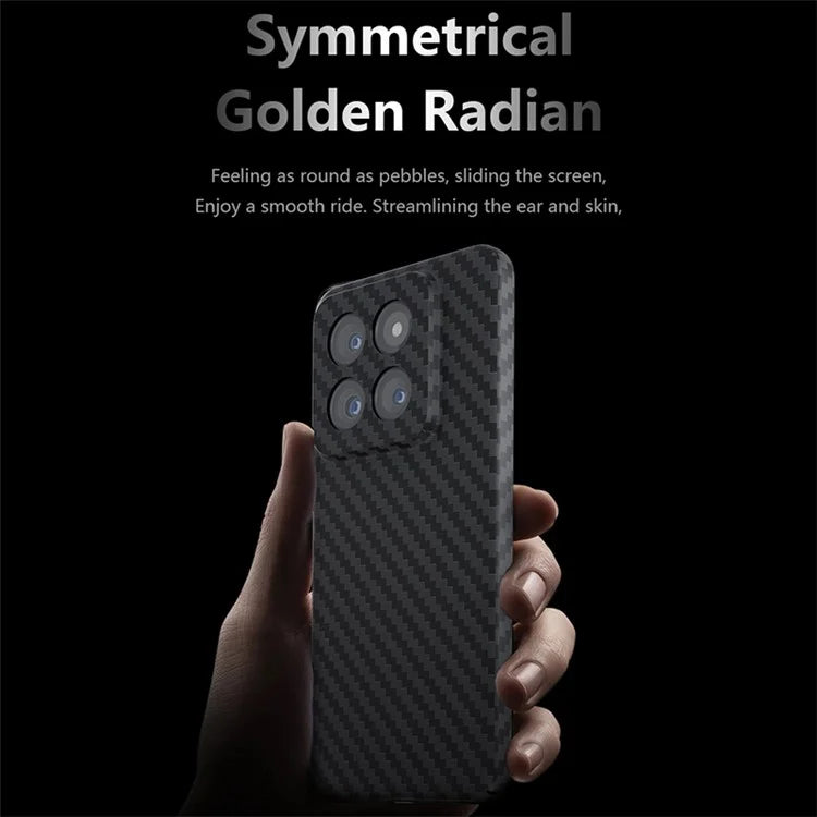 For Xiaomi 14 Cell Phone Case Carbon Fiber Texture Hard PC Protective Cover+Green