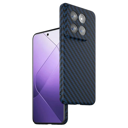 For Xiaomi 14 Pro Case Anti-fall Carbon Fiber Texture Splicing Color Phone Protector