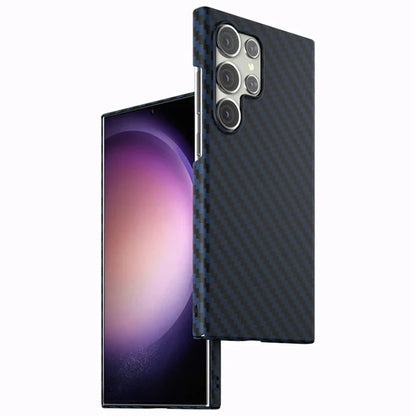 For Samsung Galaxy S23 Ultra Case Carbon Fiber Texture Ant-fingerprint Smartphone Back Cover