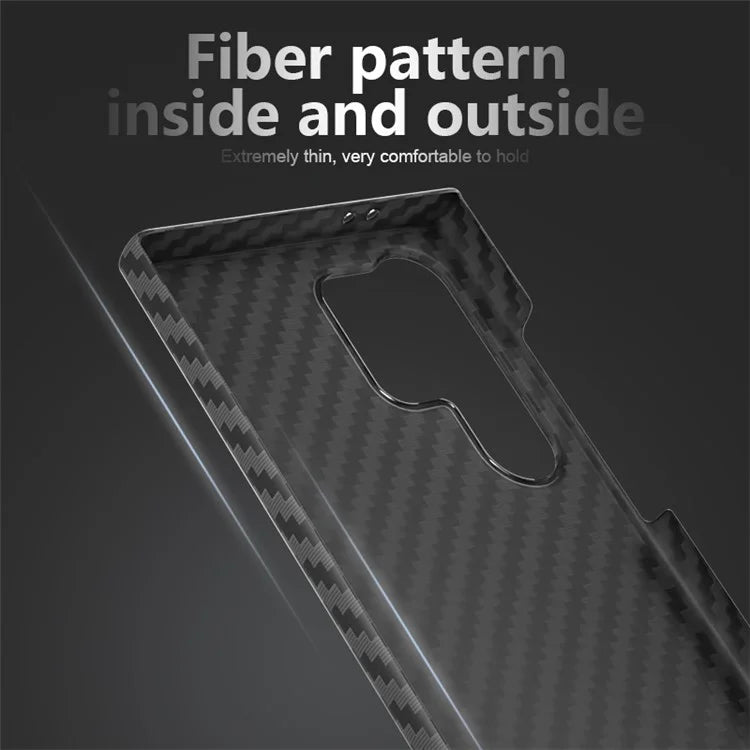 For Samsung Galaxy S23 Ultra Case Carbon Fiber Texture Ant-fingerprint Smartphone Back Cover+Green