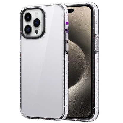 For iPhone 15 Pro Cell Phone Case Glitter Powder Clear TPU+PC Anti-drop Cover