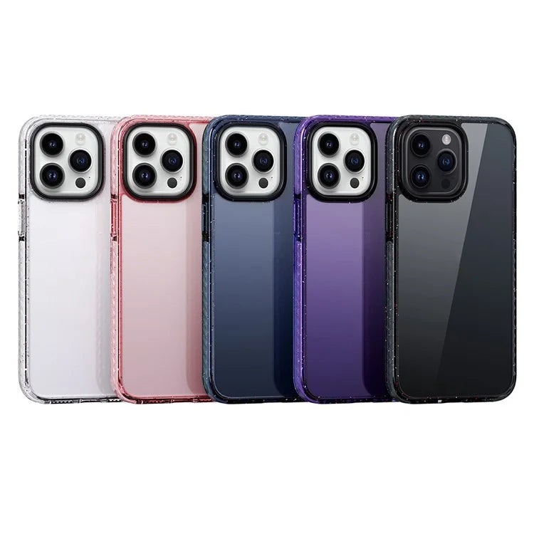 For iPhone 15 Pro Cell Phone Case Glitter Powder Clear TPU+PC Anti-drop Cover