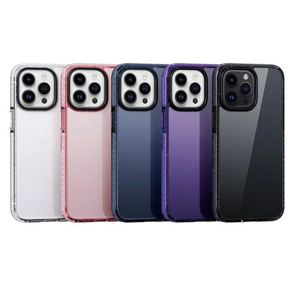 For iPhone 15 Pro Cell Phone Case Glitter Powder Clear TPU+PC Anti-drop Cover