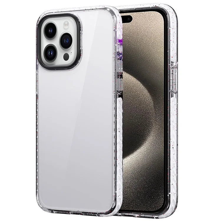 For iPhone 15 Pro Max Cell Phone Case Glitter Powder Edge Anti-scratch TPU+PC Cover