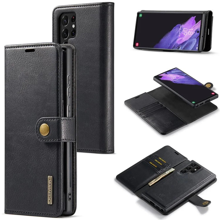 DG.MING for Samsung Galaxy S24 Ultra Case Detachable Split Leather Cover with Stand Wallet