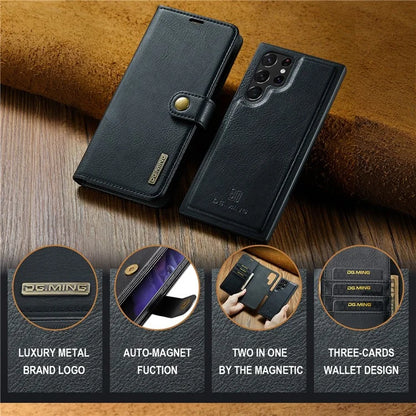 DG.MING for Samsung Galaxy S24 Ultra Case Detachable Split Leather Cover with Stand Wallet