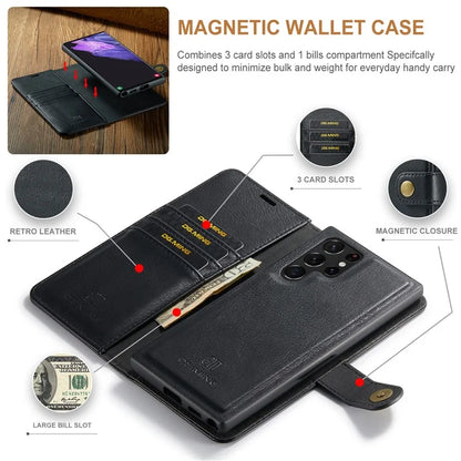 DG.MING for Samsung Galaxy S24 Ultra Case Detachable Split Leather Cover with Stand Wallet