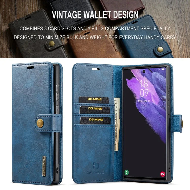 DG.MING for Samsung Galaxy S24 Ultra Case Detachable Split Leather Cover with Stand Wallet