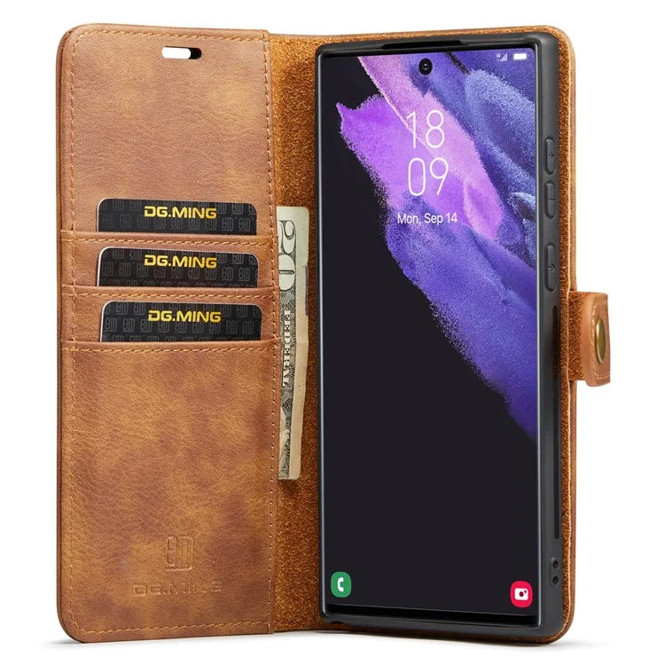 DG.MING for Samsung Galaxy S24 Ultra Case Detachable Split Leather Cover with Stand Wallet