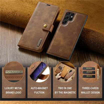 DG.MING for Samsung Galaxy S24 Ultra Case Detachable Split Leather Cover with Stand Wallet