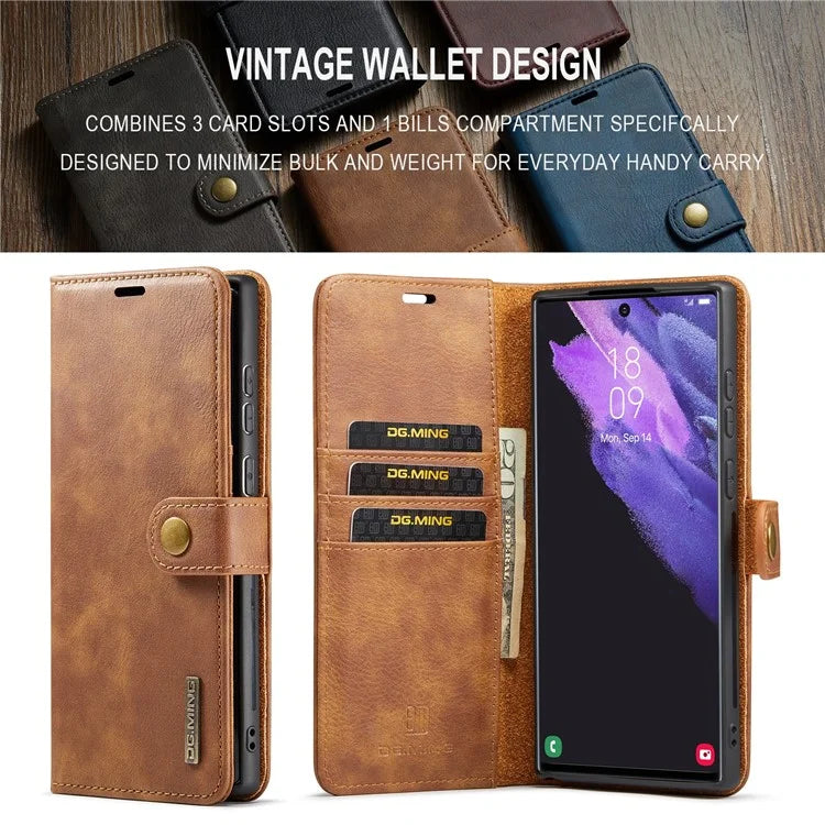 DG.MING for Samsung Galaxy S24 Ultra Case Detachable Split Leather Cover with Stand Wallet