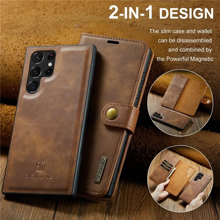 DG.MING for Samsung Galaxy S24 Ultra Case Detachable Split Leather Cover with Stand Wallet
