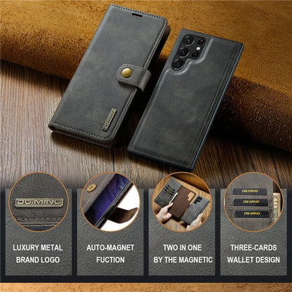 DG.MING for Samsung Galaxy S24 Ultra Case Detachable Split Leather Cover with Stand Wallet