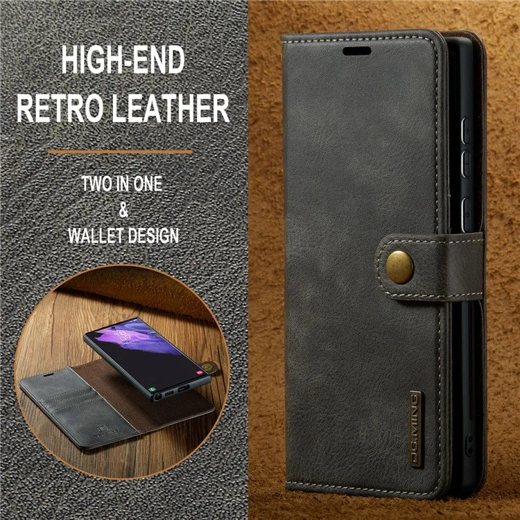DG.MING for Samsung Galaxy S24 Ultra Case Detachable Split Leather Cover with Stand Wallet