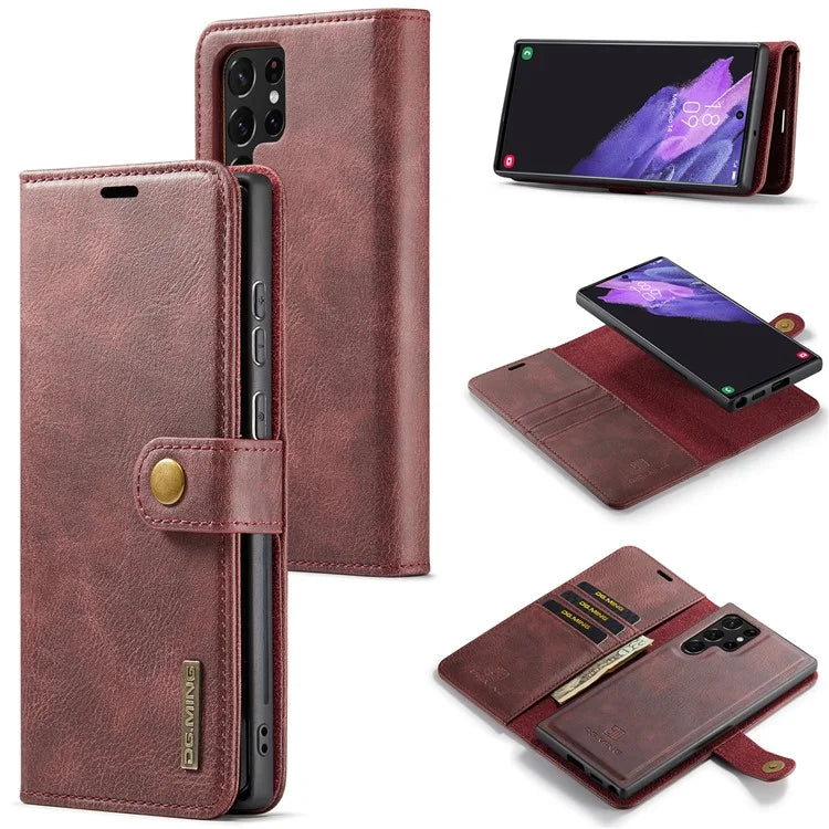 DG.MING for Samsung Galaxy S24 Ultra Case Detachable Split Leather Cover with Stand Wallet