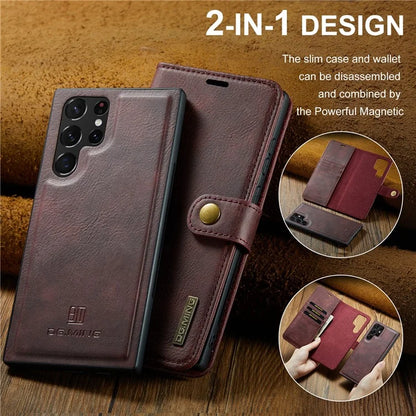 DG.MING for Samsung Galaxy S24 Ultra Case Detachable Split Leather Cover with Stand Wallet