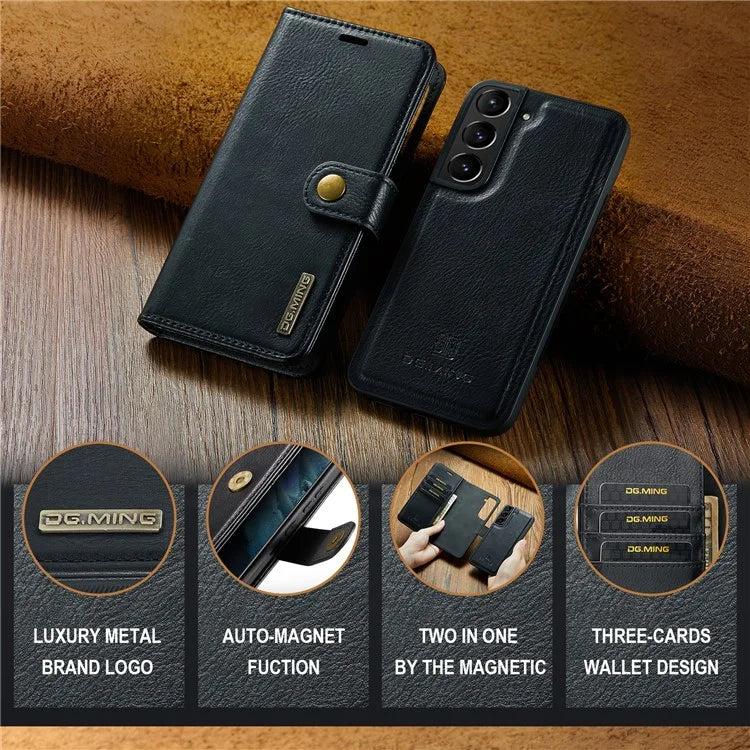 DG.MING for Samsung Galaxy S24 Case Detachable 2-in-1 Split Leather Phone Cover