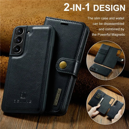 DG.MING for Samsung Galaxy S24 Case Detachable 2-in-1 Split Leather Phone Cover
