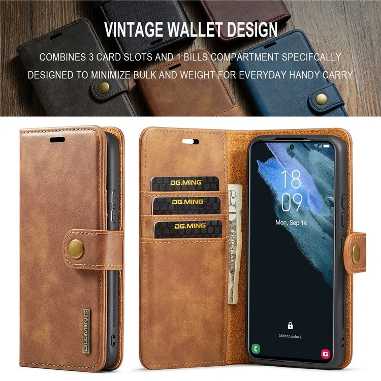 DG.MING for Samsung Galaxy S24 Case Detachable 2-in-1 Split Leather Phone Cover