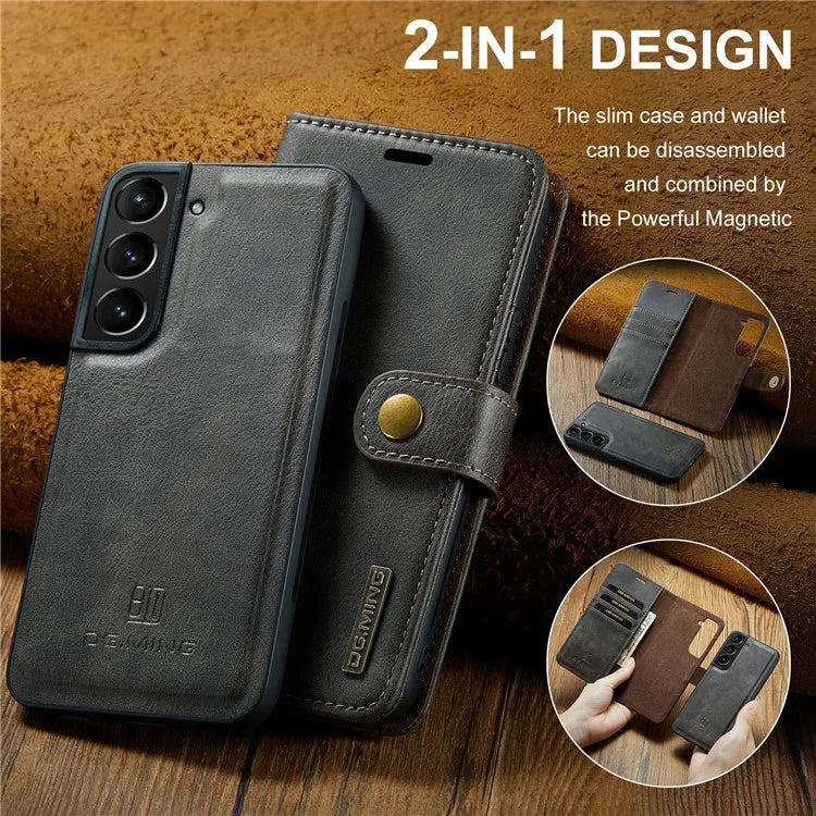 DG.MING for Samsung Galaxy S24 Case Detachable 2-in-1 Split Leather Phone Cover