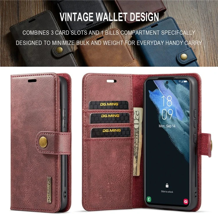 DG.MING for Samsung Galaxy S24 Case Detachable 2-in-1 Split Leather Phone Cover