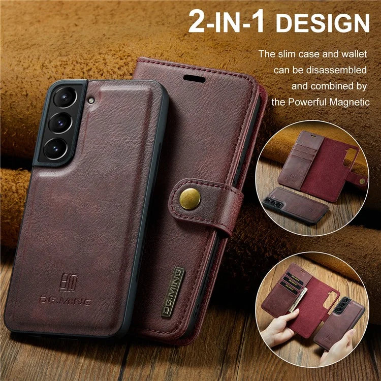 DG.MING for Samsung Galaxy S24 Case Detachable 2-in-1 Split Leather Phone Cover