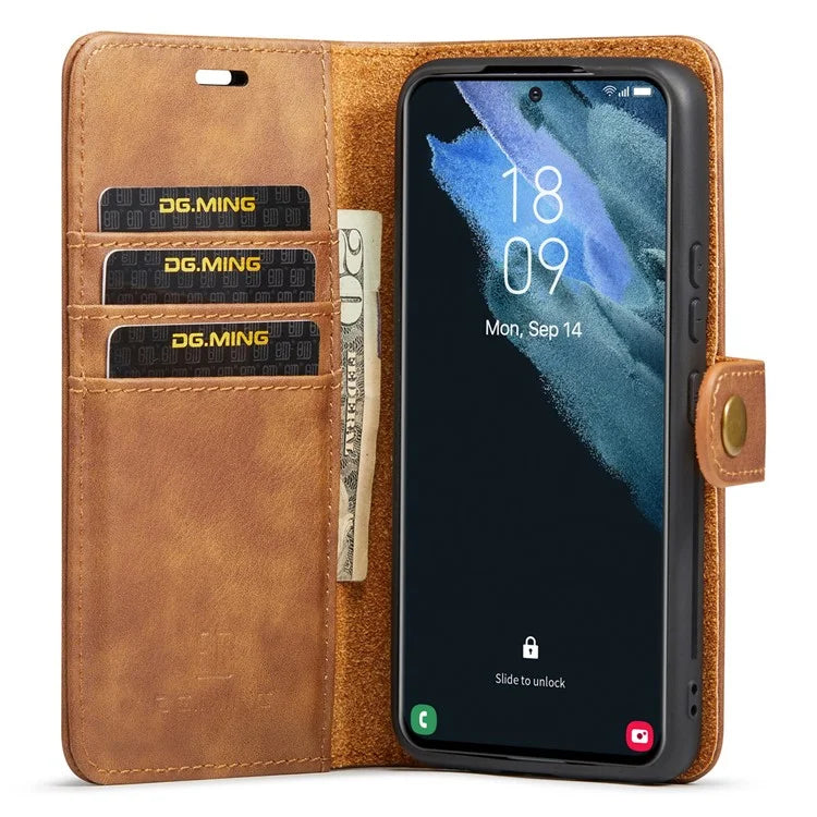 DG.MING for Samsung Galaxy S24+ Case Split Leather Wallet Detachable Phone Cover