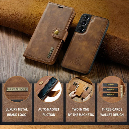 DG.MING for Samsung Galaxy S24+ Case Split Leather Wallet Detachable Phone Cover