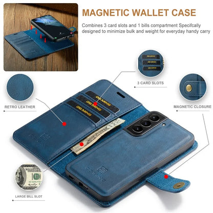 DG.MING for Samsung Galaxy S24+ Case Split Leather Wallet Detachable Phone Cover