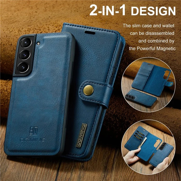 DG.MING for Samsung Galaxy S24+ Case Split Leather Wallet Detachable Phone Cover
