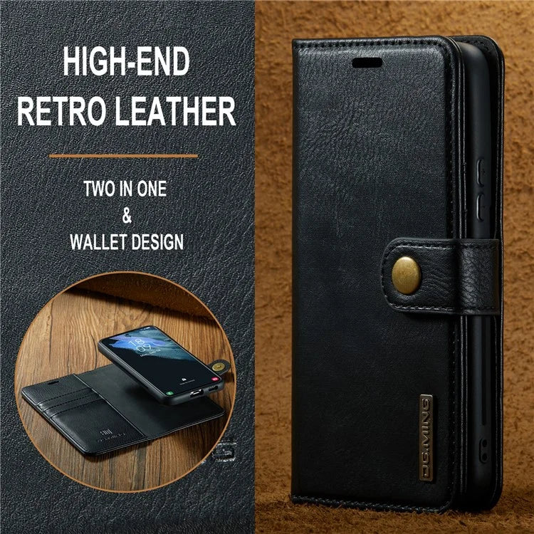 DG.MING for Samsung Galaxy S24+ Case Split Leather Wallet Detachable Phone Cover