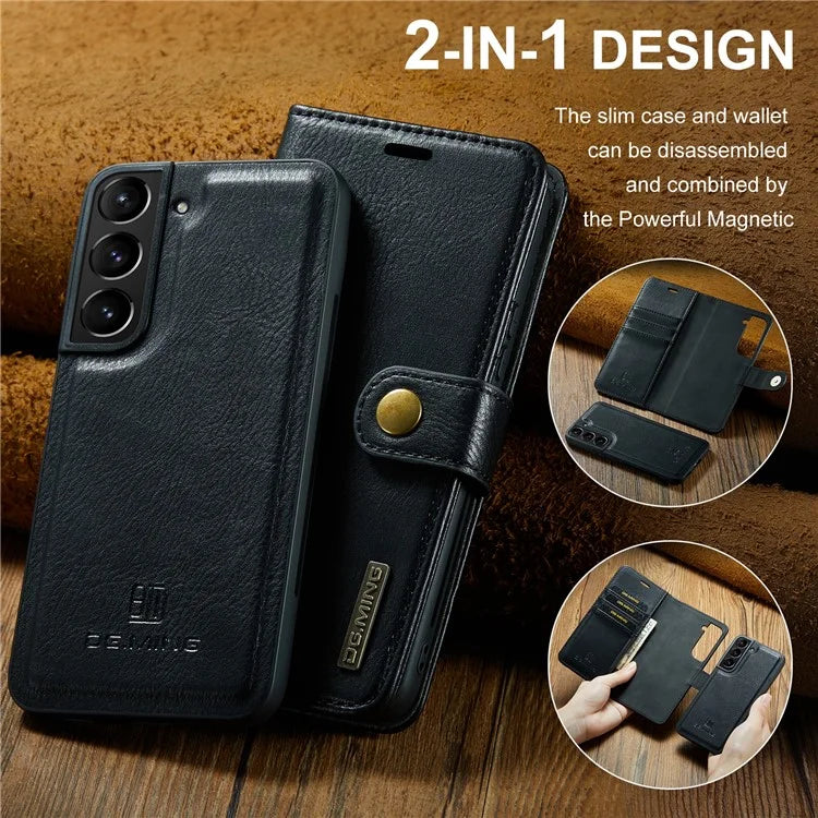 DG.MING for Samsung Galaxy S24+ Case Split Leather Wallet Detachable Phone Cover