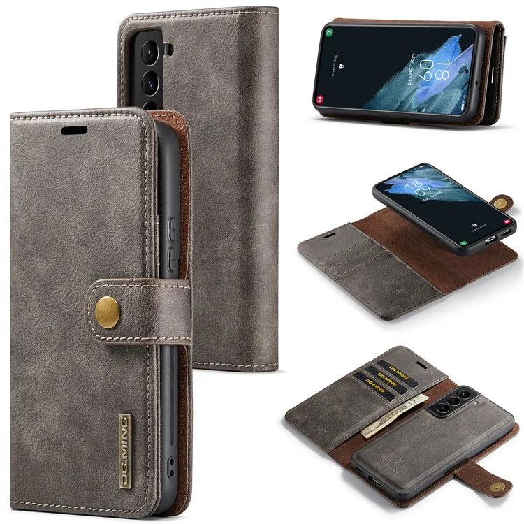 DG.MING for Samsung Galaxy S24+ Case Split Leather Wallet Detachable Phone Cover