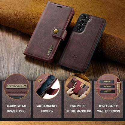 DG.MING for Samsung Galaxy S24+ Case Split Leather Wallet Detachable Phone Cover