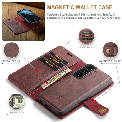DG.MING for Samsung Galaxy S24+ Case Split Leather Wallet Detachable Phone Cover