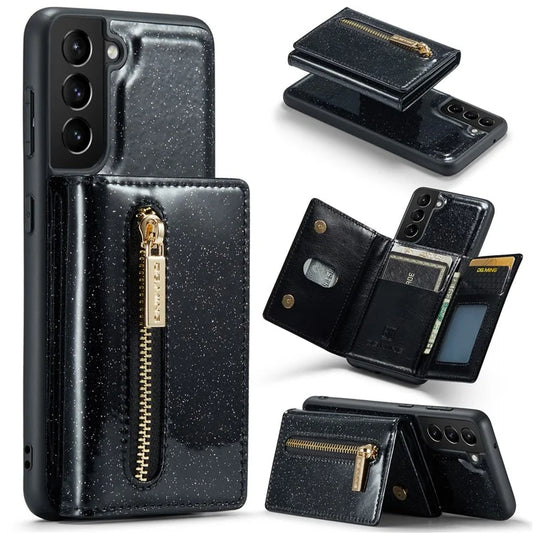 DG.MING M3 Series For Samsung Galaxy S24+ Case Glittery Kickstand Cover with Detachable Wallet