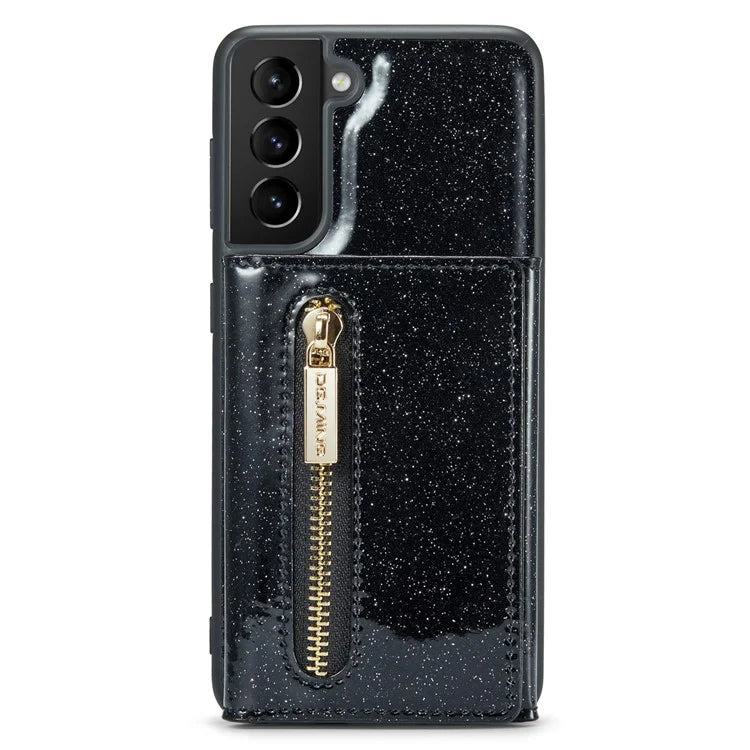 DG.MING M3 Series For Samsung Galaxy S24+ Case Glittery Kickstand Cover with Detachable Wallet