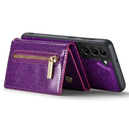 DG.MING M3 Series For Samsung Galaxy S24+ Case Glittery Kickstand Cover with Detachable Wallet