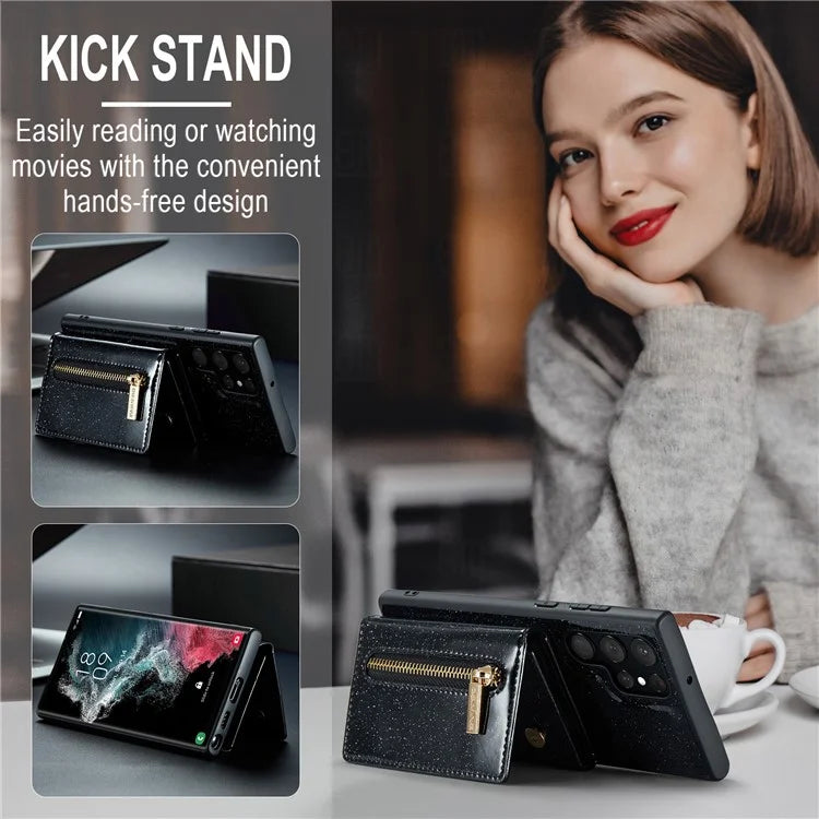 DG.MING M3 Series For Samsung Galaxy S24 Ultra Case Detachable Wallet Phone Kickstand Cover