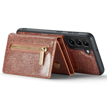 DG.MING M3 Series For Samsung Galaxy S24 Kickstand Case Detachable Wallet Glitter Phone Cover