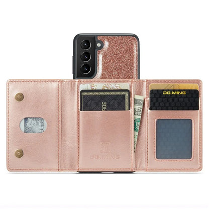 DG.MING M3 Series For Samsung Galaxy S24 Kickstand Case Detachable Wallet Glitter Phone Cover