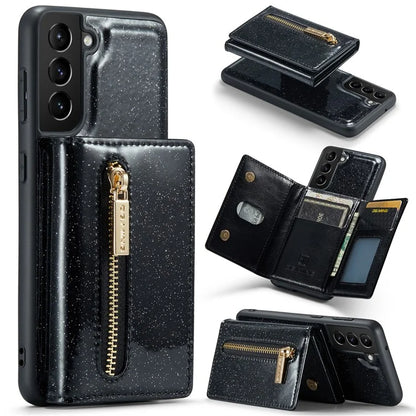 DG.MING M3 Series For Samsung Galaxy S24 Kickstand Case Detachable Wallet Glitter Phone Cover