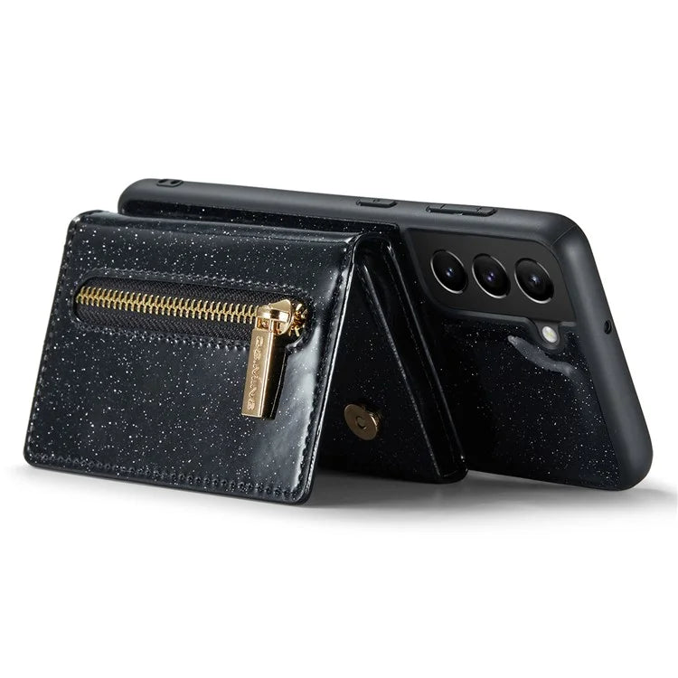 DG.MING M3 Series For Samsung Galaxy S24 Kickstand Case Detachable Wallet Glitter Phone Cover