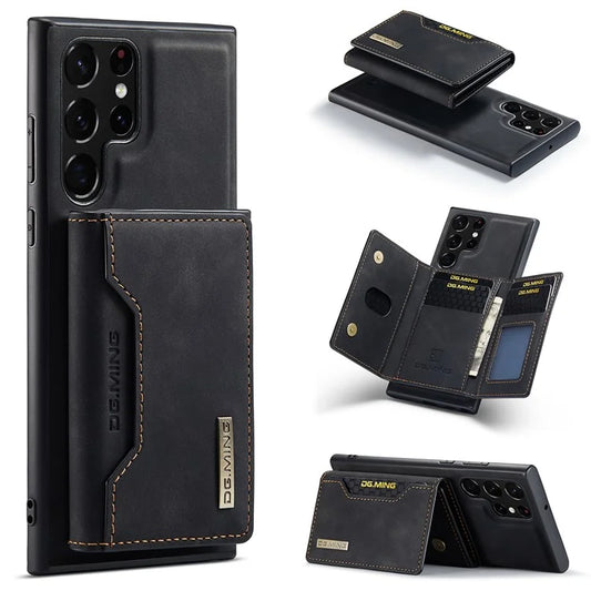DG.MING M2 Series for Samsung Galaxy S24 Ultra Case Kickstand Cover with Detachable Magnetic Wallet